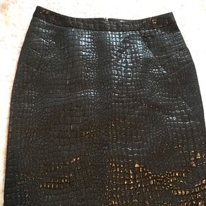 Womens Black Snake Alligator Skin Pencil Skirt